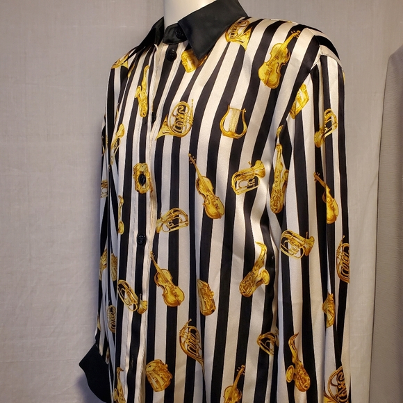 Escada Striped Blouse with Gold Pattern - Picture 2 of 7